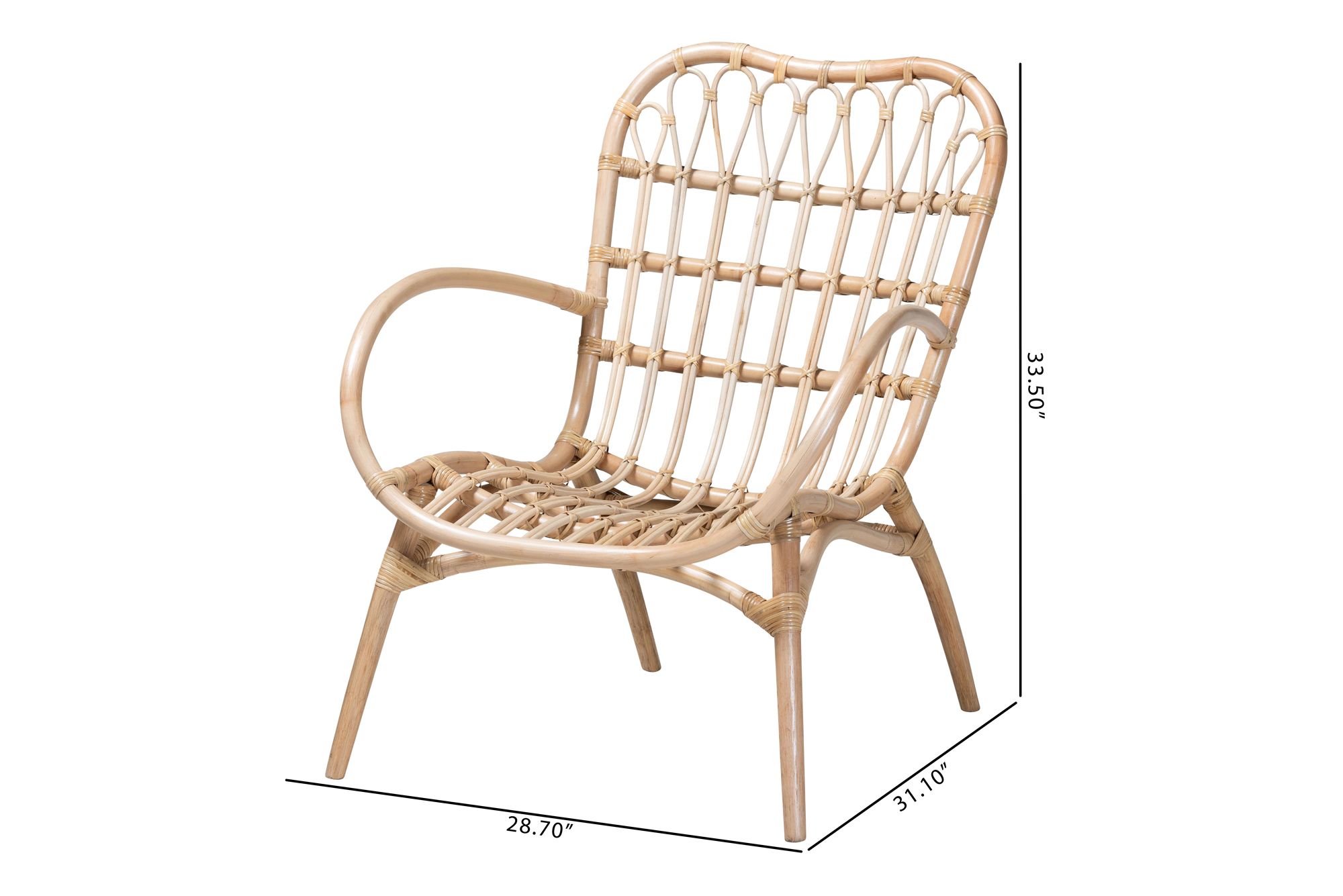 Bajo 28 3/4" Wide Bohemian Rattan Arm Chair