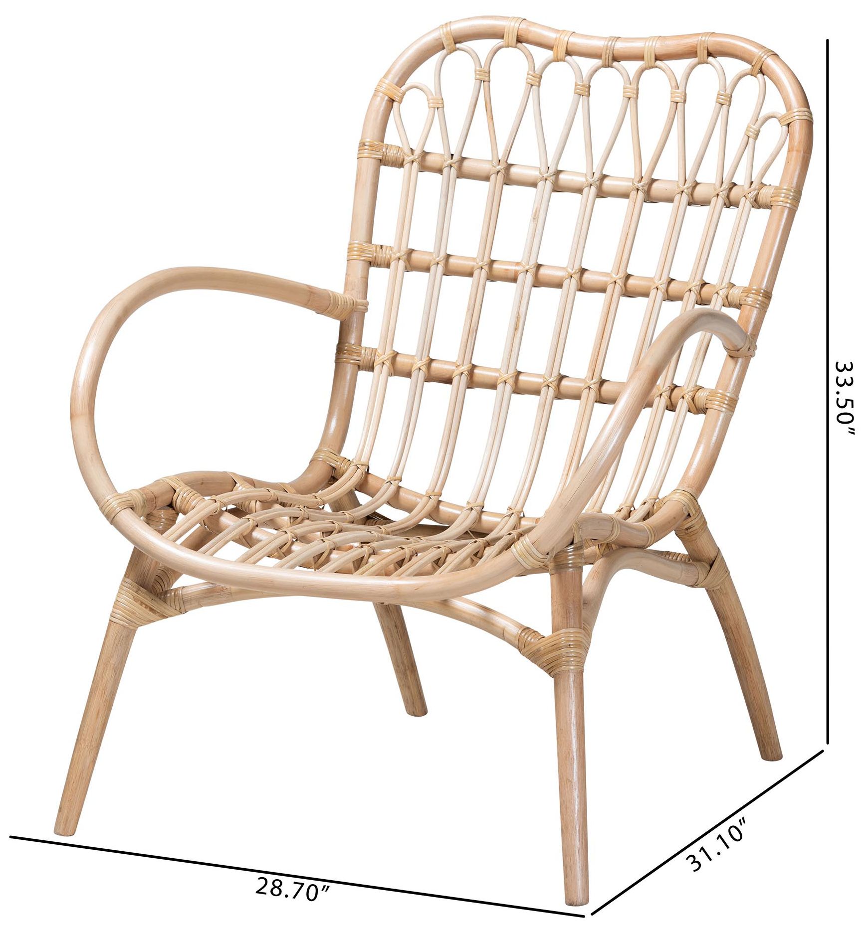 Bajo 28 3/4" Wide Bohemian Rattan Arm Chair