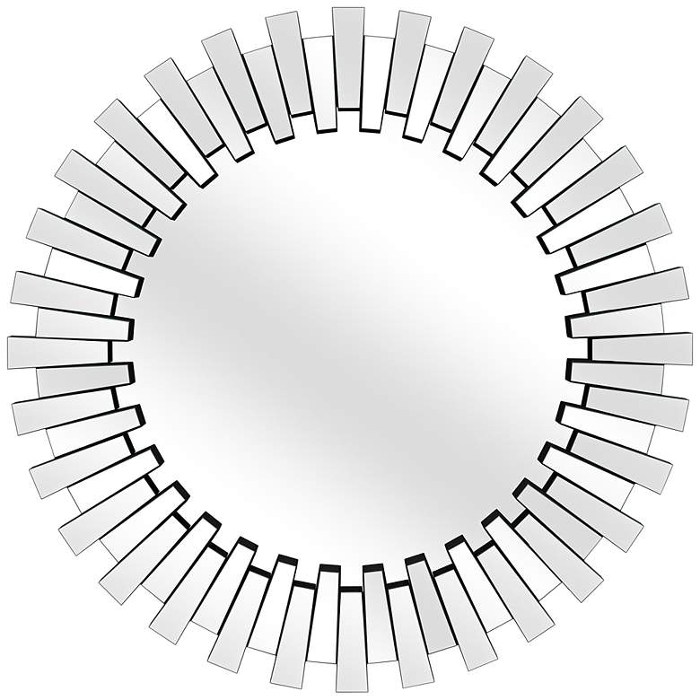 Image 3 Baka Silver 41" Round Sunburst Oversized Wall Mirror