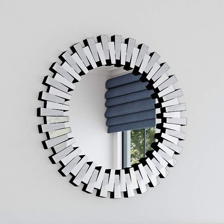 Image 2 Baka Silver 41" Round Sunburst Oversized Wall Mirror