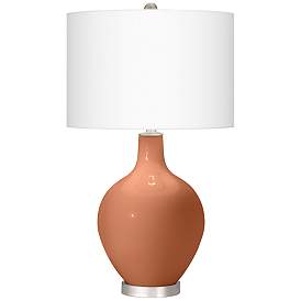 Image2 of Baked Clay Fog Linen Shade Ovo Table Lamp