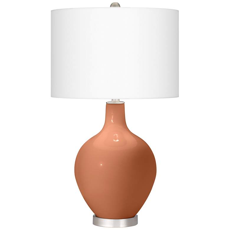 Image 2 Baked Clay Fog Linen Shade Ovo Table Lamp
