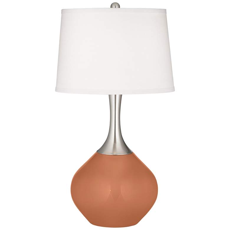Image 2 Baked Clay Fog Linen Shade Spencer Table Lamp