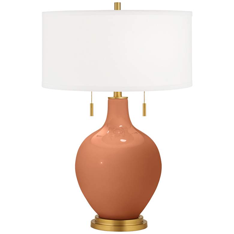 Image 1 Baked Clay Toby Brass Accents Table Lamp