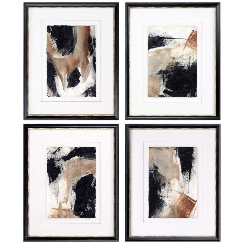 Image 3 Baked Paintstrokes 26 inch High 4-Piece Framed Wall Art Set