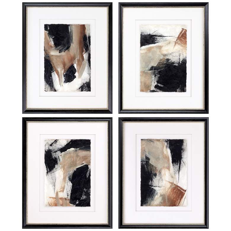 Image 3 Baked Paintstrokes 26" High 4-Piece Framed Wall Art Set