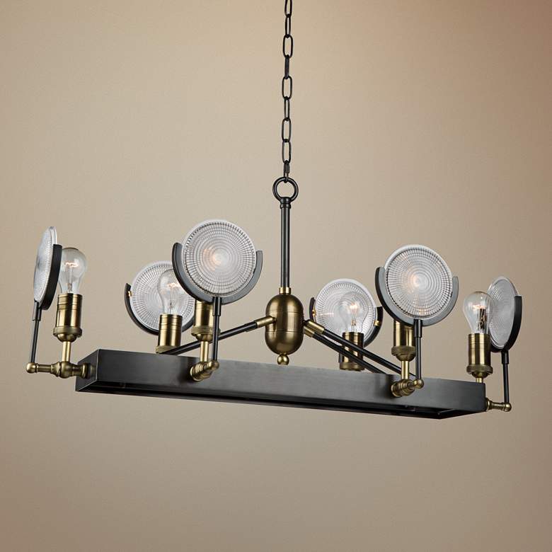 Image 1 Baker Street 36"W Plated Slate Kitchen Island Light Pendant