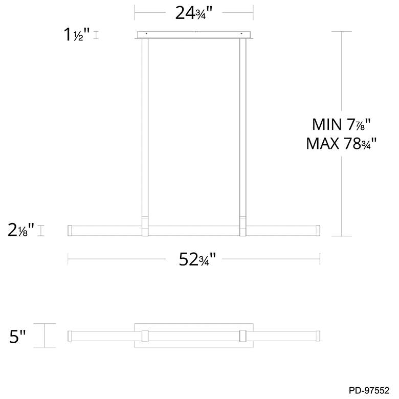 Image 5 Balance Beam 2.13"H x 52.75"W 1-Light Linear Pendant in Black more views