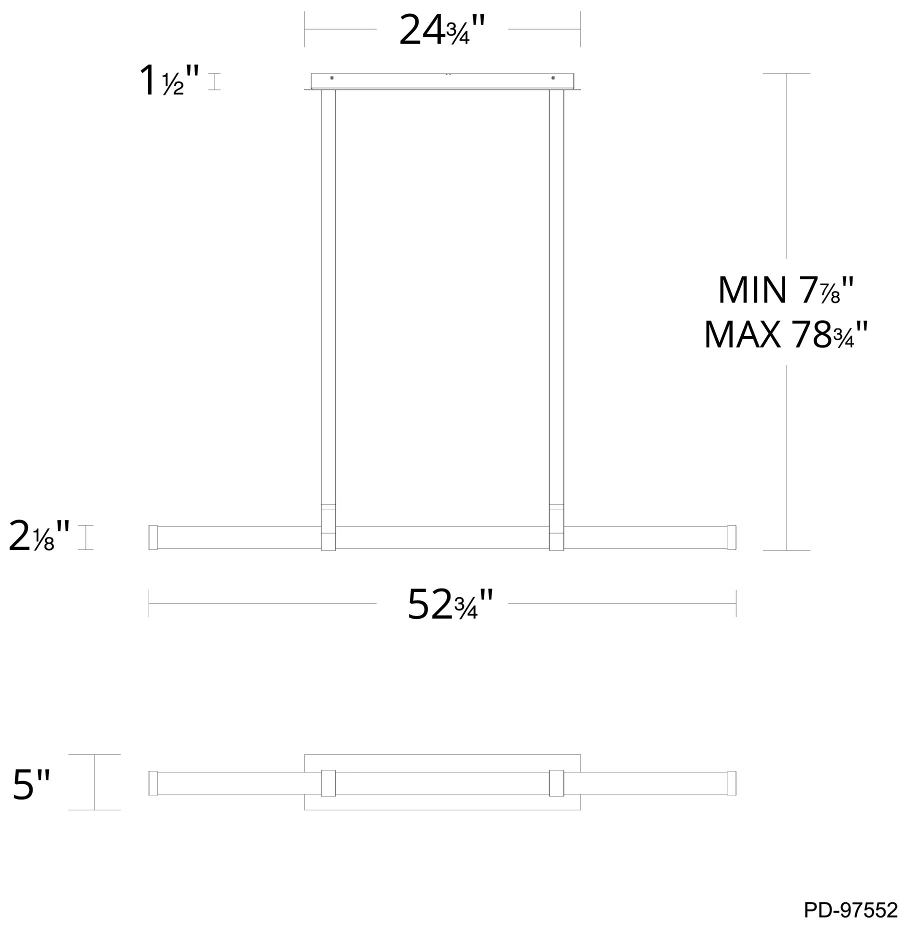 Image 5 Balance Beam 2.13"H x 52.75"W 1-Light Linear Pendant in Black more views