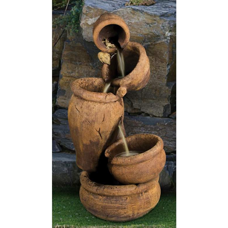 Image 1 Balancing Act 42" High Relic Hi-Tone Tiered Outdoor Fountain