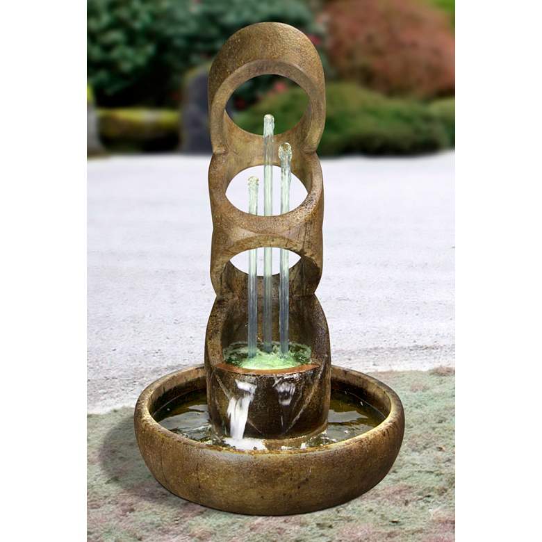Image 1 Balancing Rings 60 1/2" High Relic Lava LED Outdoor Fountain