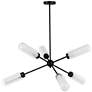 1_Balbina 40" Wide 6-Light Matte Black Finish Chandelier w/ Frosted Shade
