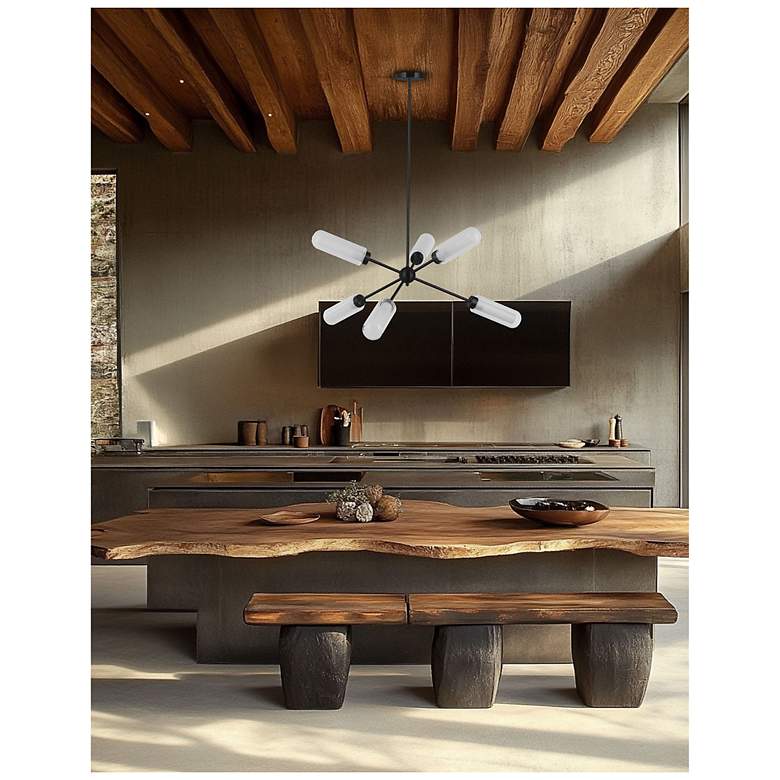 Image 2 Balbina 40" Wide 6-Light Matte Black Finish Chandelier w/ Frosted Shade more views