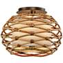 Balboa 15 1/4" Wide Bronze and Natural Rattan Ceiling Light