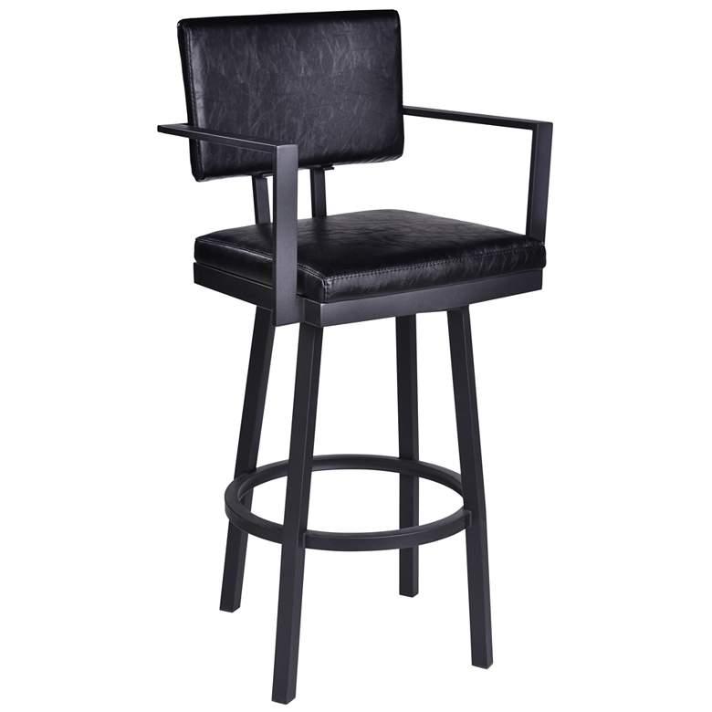 Image 1 Balboa 26 in. Swivel Barstool in Black Powder Coated Finish, Vintage Black