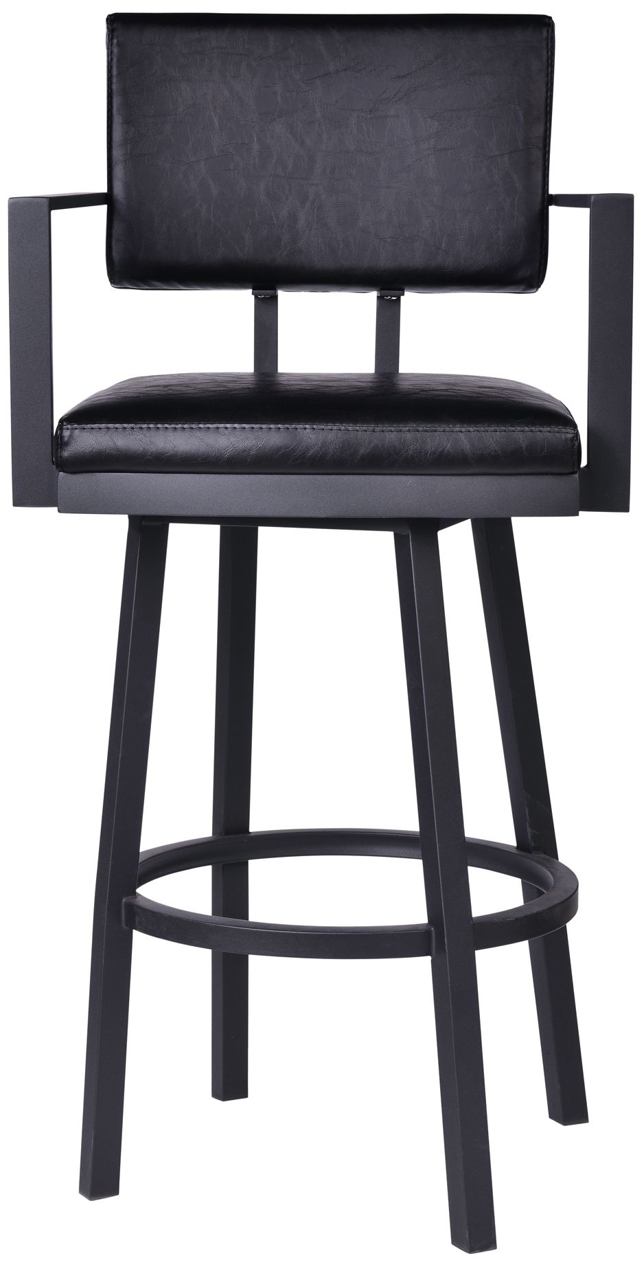 Image 3 Balboa 26 in. Swivel Barstool in Black Powder Coated Finish, Vintage Black more views