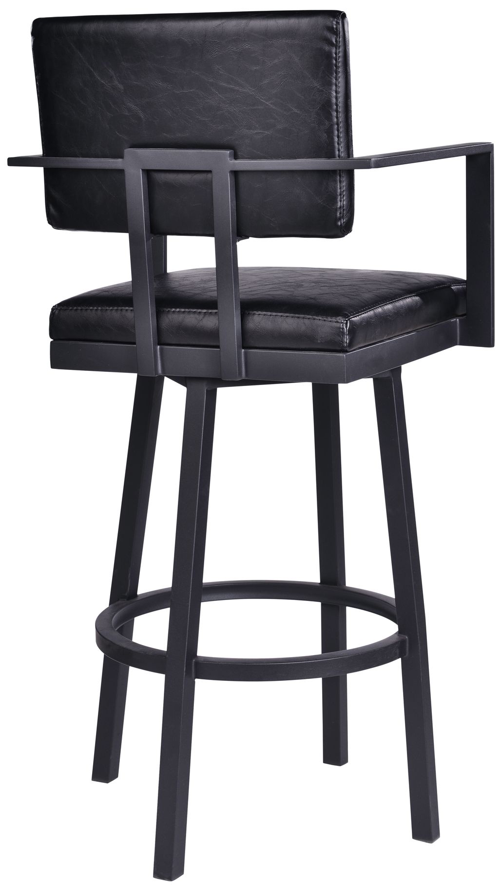 Image 4 Balboa 26 in. Swivel Barstool in Black Powder Coated Finish, Vintage Black more views