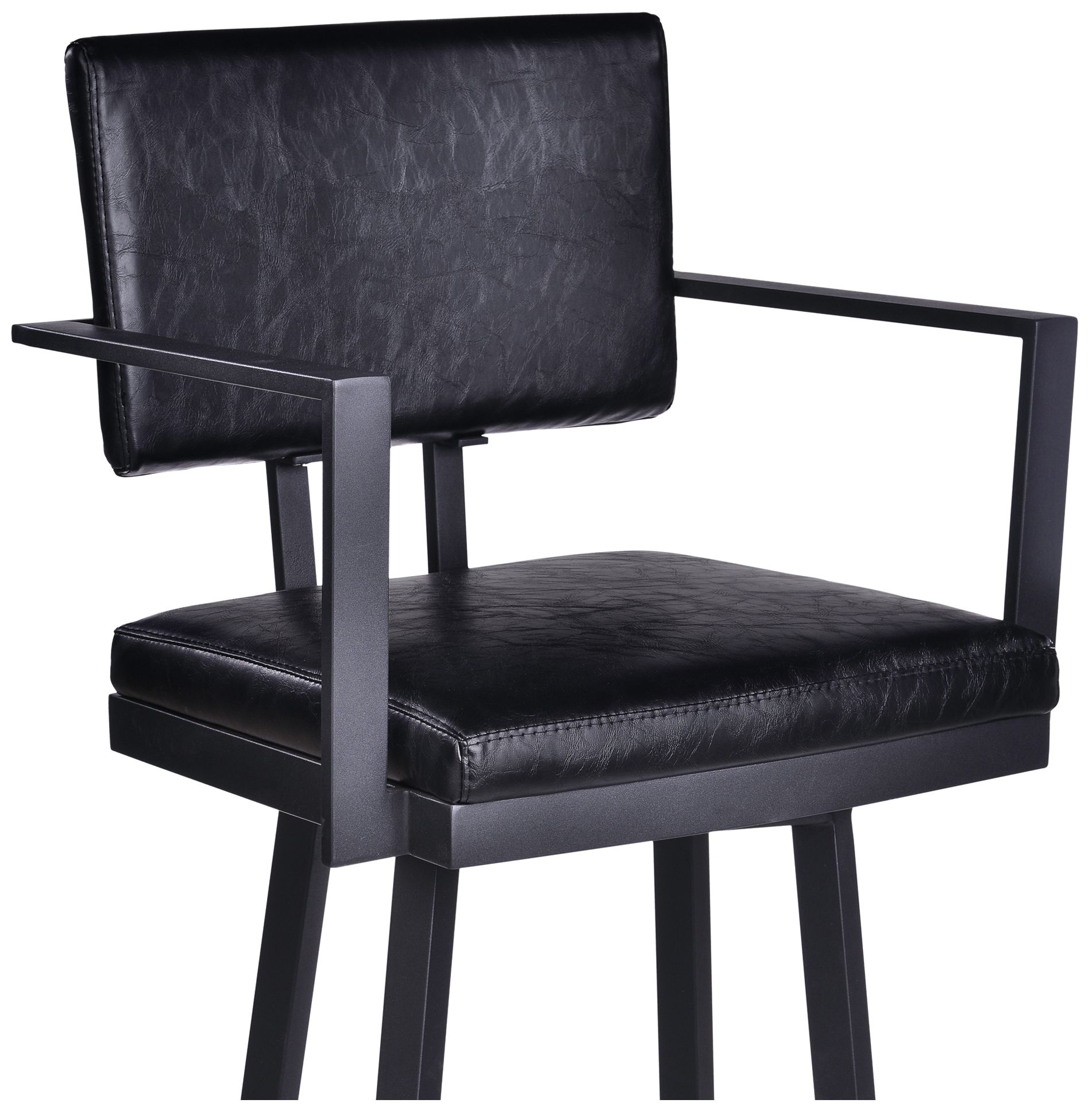 Image 5 Balboa 26 in. Swivel Barstool in Black Powder Coated Finish, Vintage Black more views