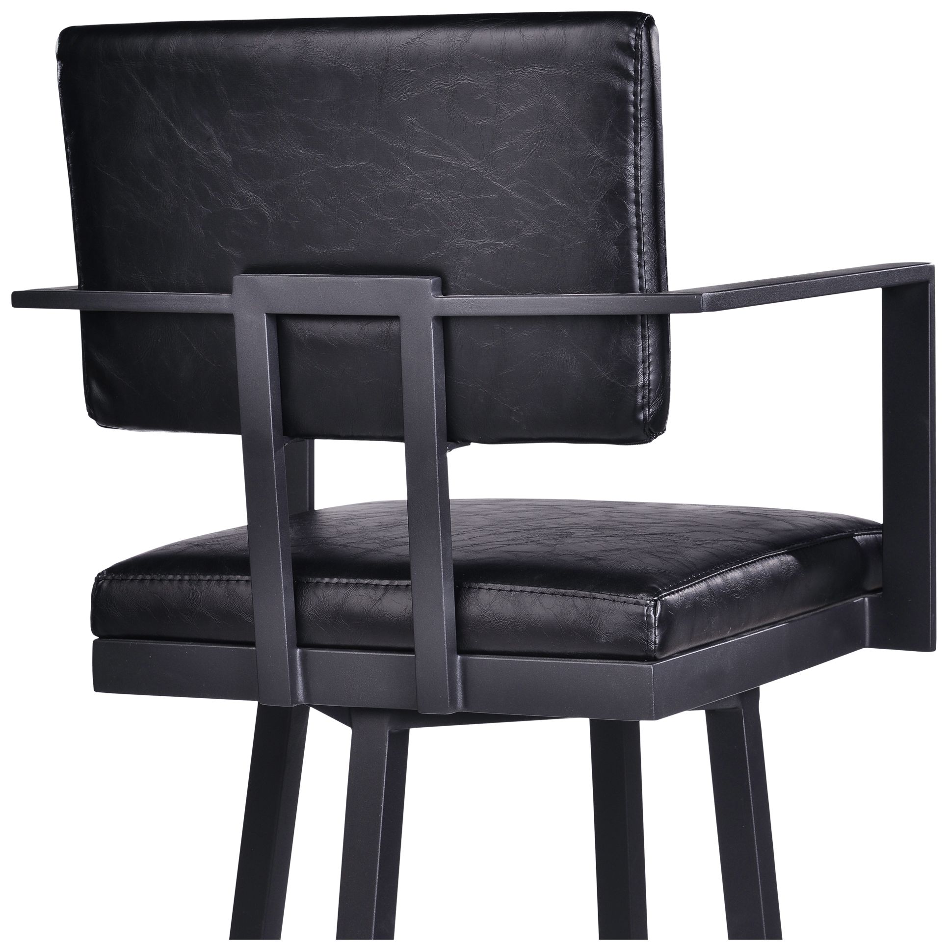 Image 6 Balboa 26 in. Swivel Barstool in Black Powder Coated Finish, Vintage Black more views