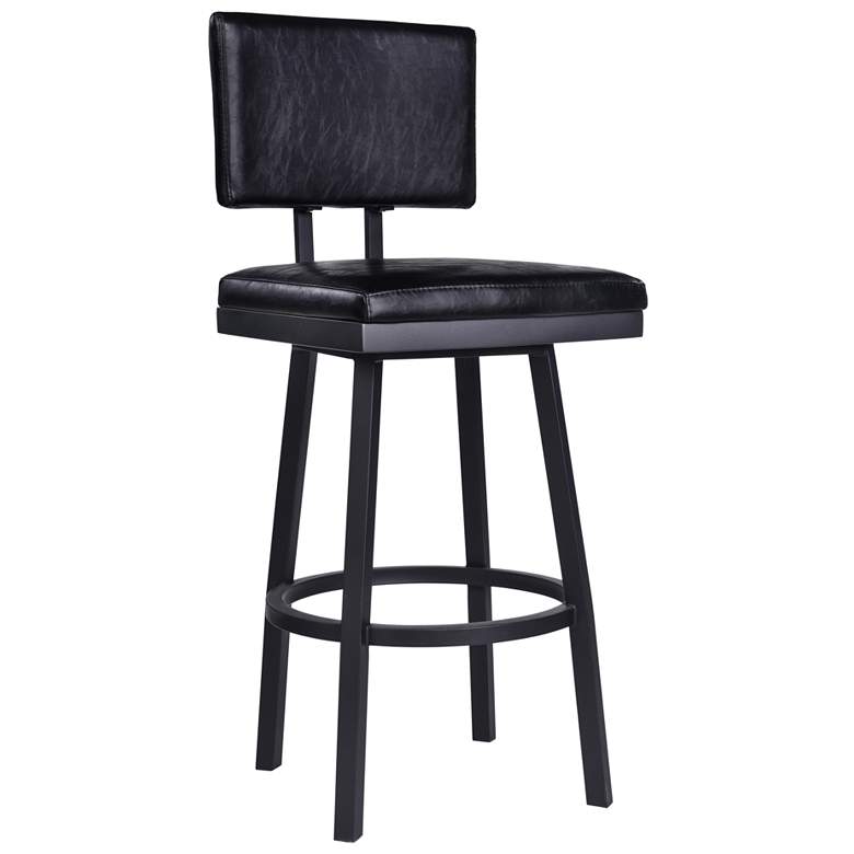 Image 1 Balboa 26 in. Swivel Barstool in Black Powder Coated Finish, Vintage Black