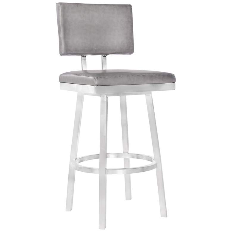 Image 2 Balboa 26" Vintage Gray Faux Leather Swivel Counter Stool