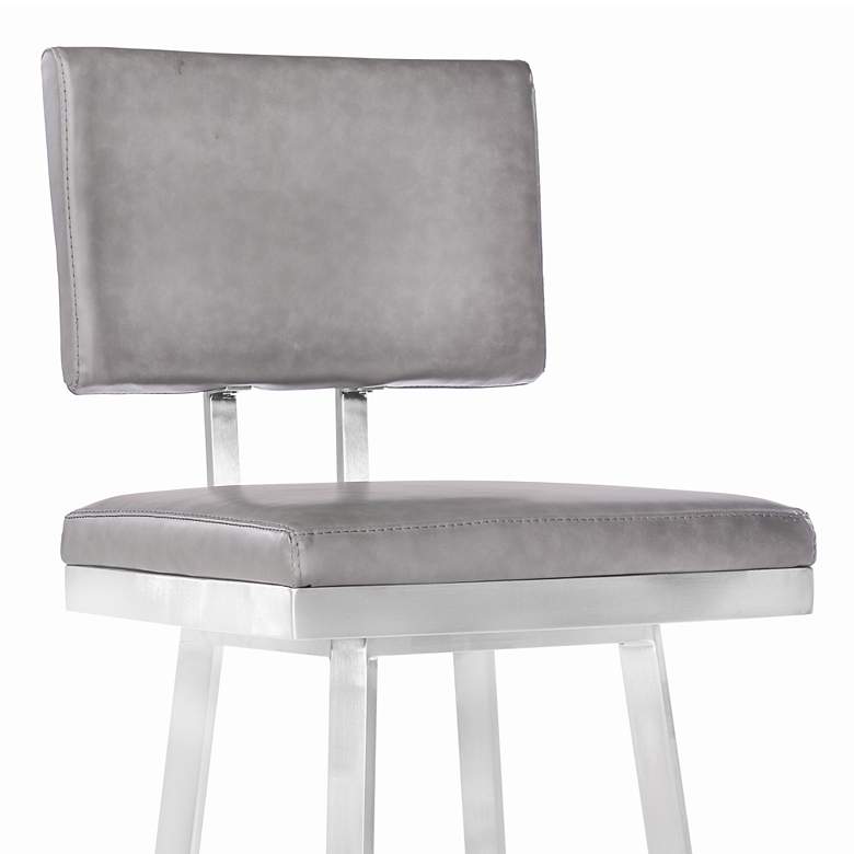 Image 4 Balboa 26" Vintage Gray Faux Leather Swivel Counter Stool more views