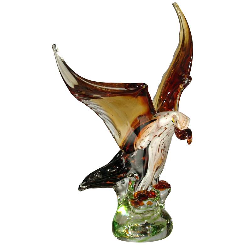 Bald Eagle 13 3/4&quot; High Brown and Amber Art Glass Statue
