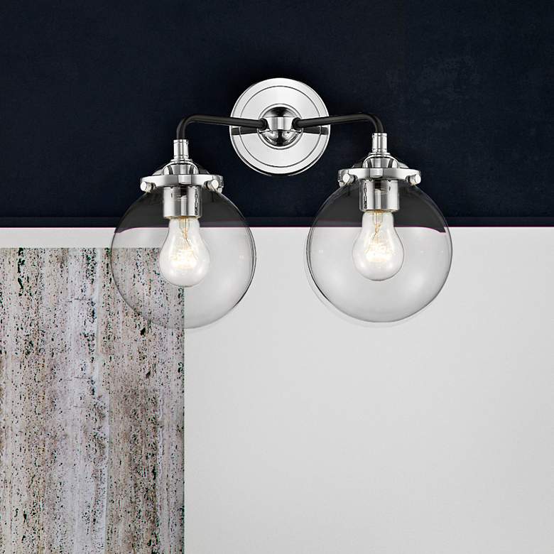 Image 2 Baldwin 11" High Black Polished Nickel 2-Light Wall Sconce