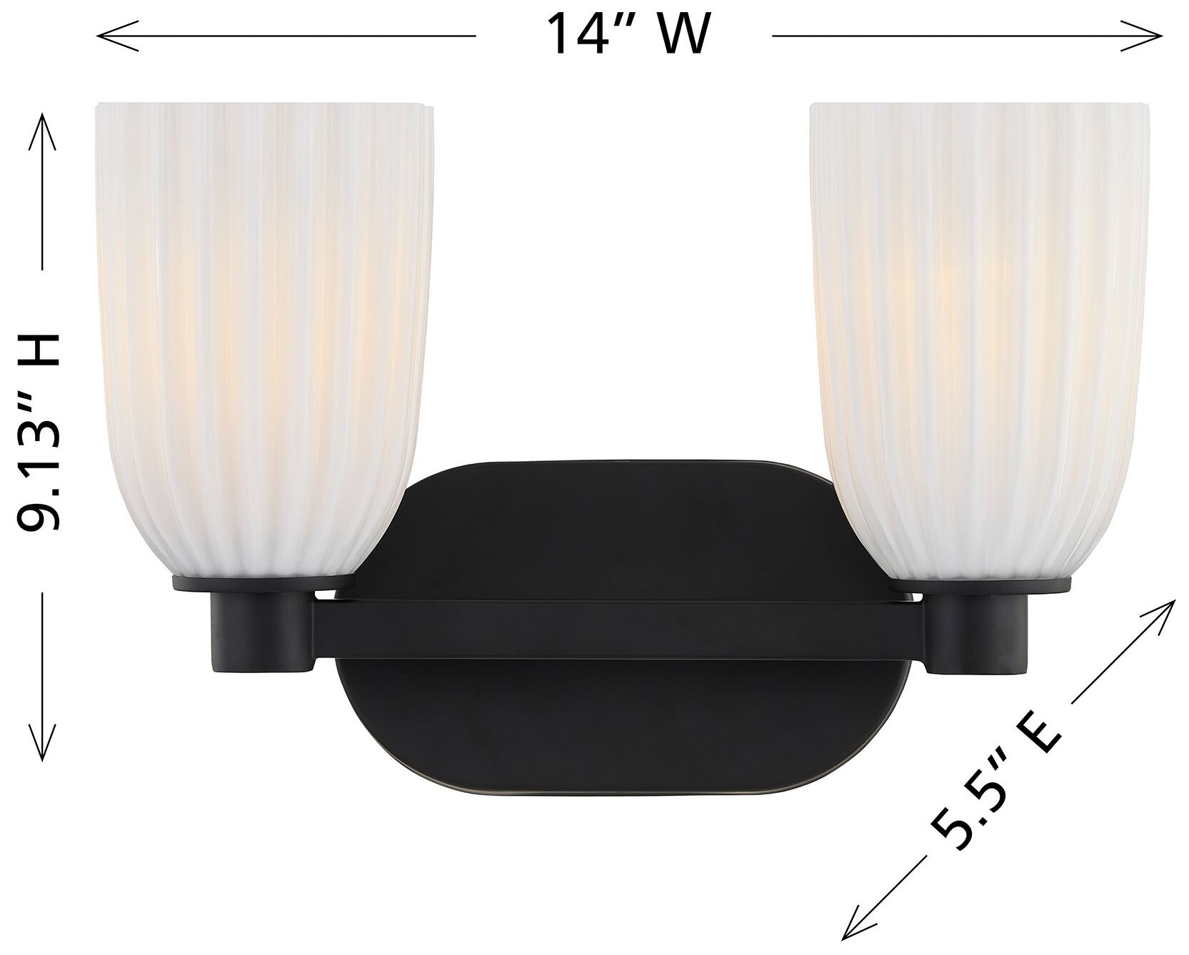 Image 6 Baldwin 2-Light Bathroom Vanity Light in Matte Black more views