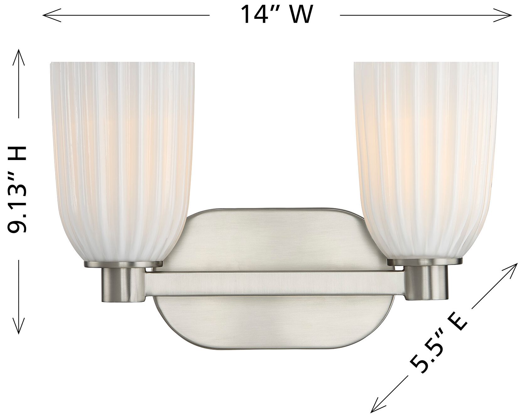 Baldwin 2-Light Bathroom Vanity Light in Satin Nickel