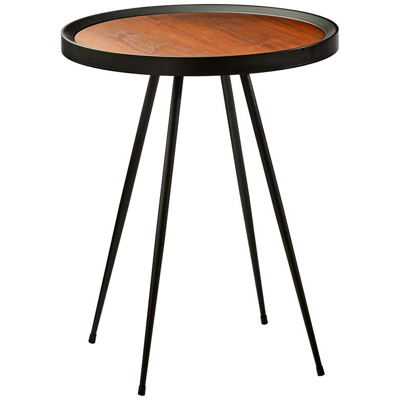 Image 1 Baldwin 22" High Walnut and Matte Black Modern End Table