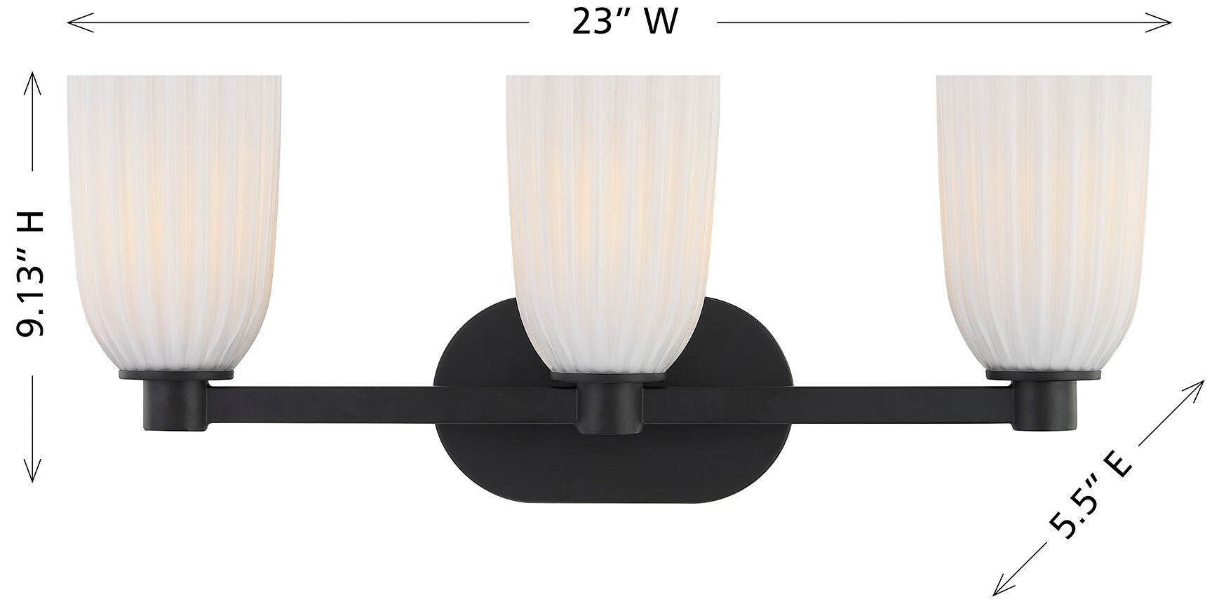 Baldwin 3-Light Bathroom Vanity Light in Matte Black