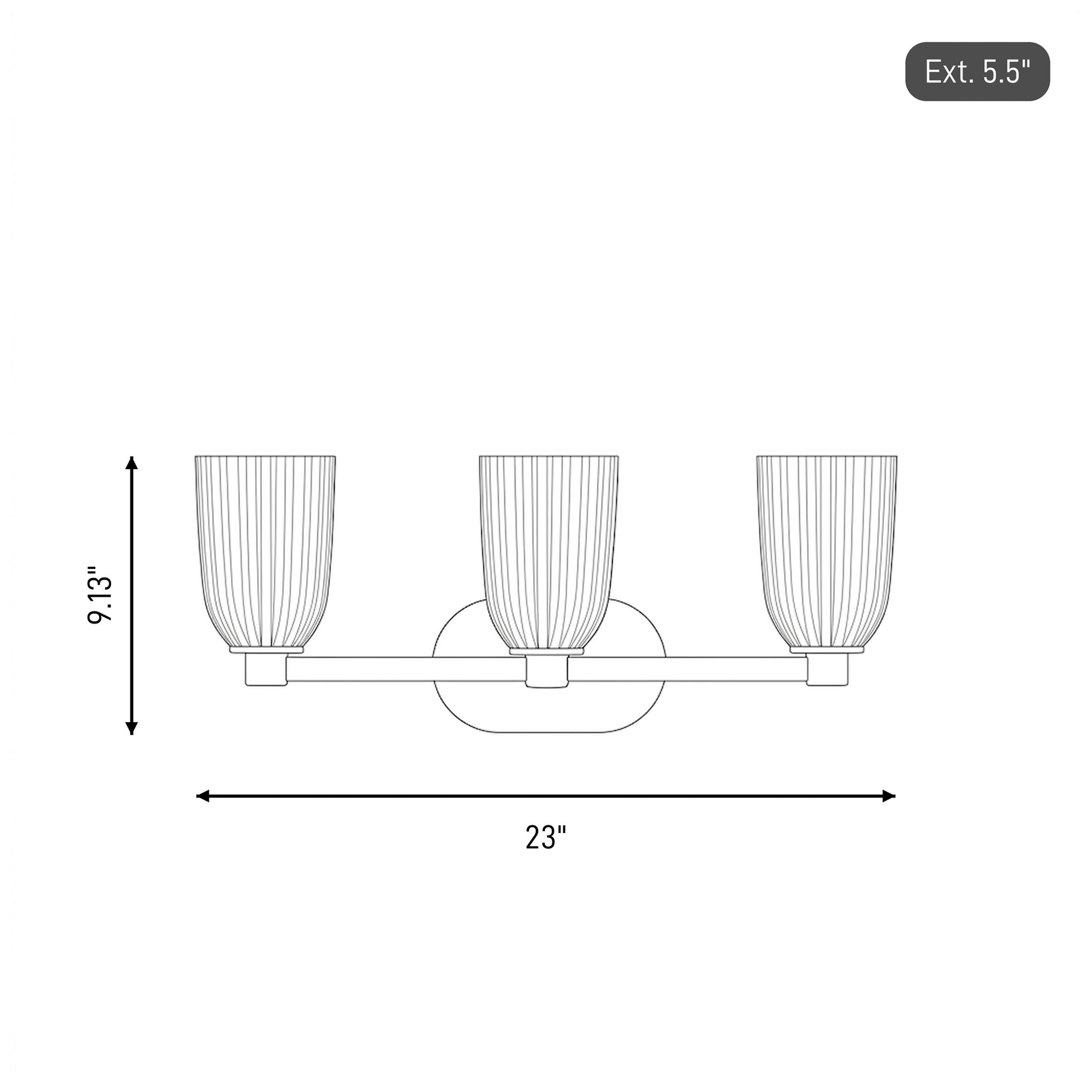 Baldwin 3-Light Bathroom Vanity Light in Matte Black