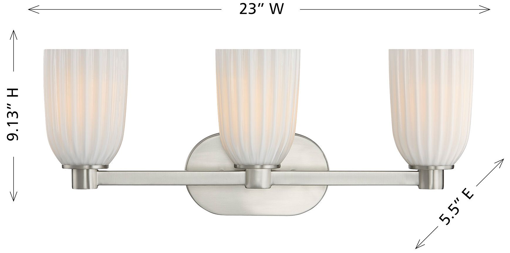 Baldwin 3-Light Bathroom Vanity Light in Satin Nickel