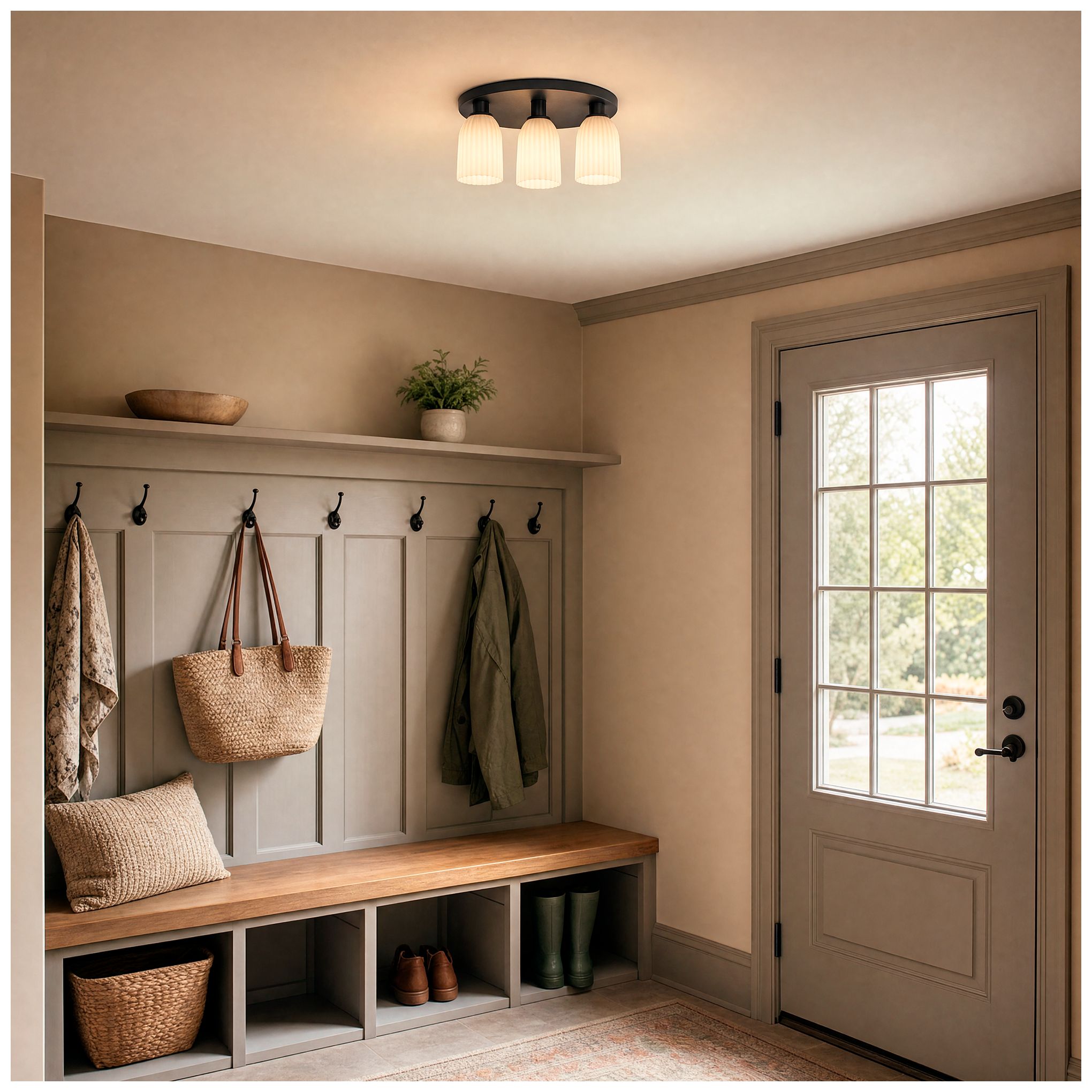 Image 7 Baldwin 3-Light Flush Mount in Matte Black more views