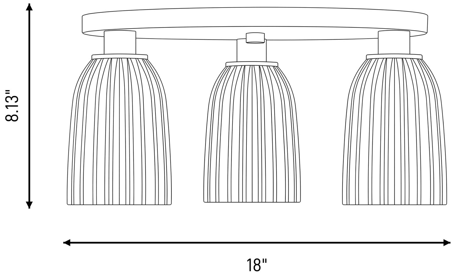 Baldwin 3-Light Flush Mount in Matte Black