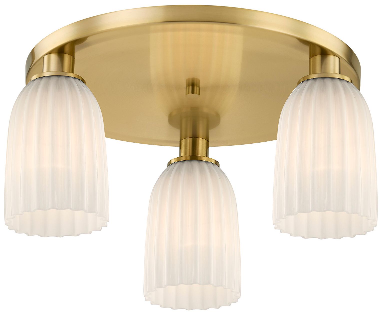 Image 4 Baldwin 3-Light Flush Mount in Noble Brass more views