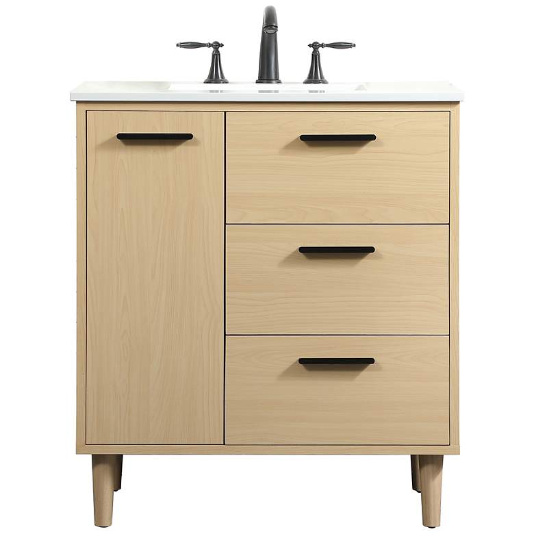 Image 2 Baldwin 30" Wide Maple 2-Drawer Single Sink Bathroom Vanity