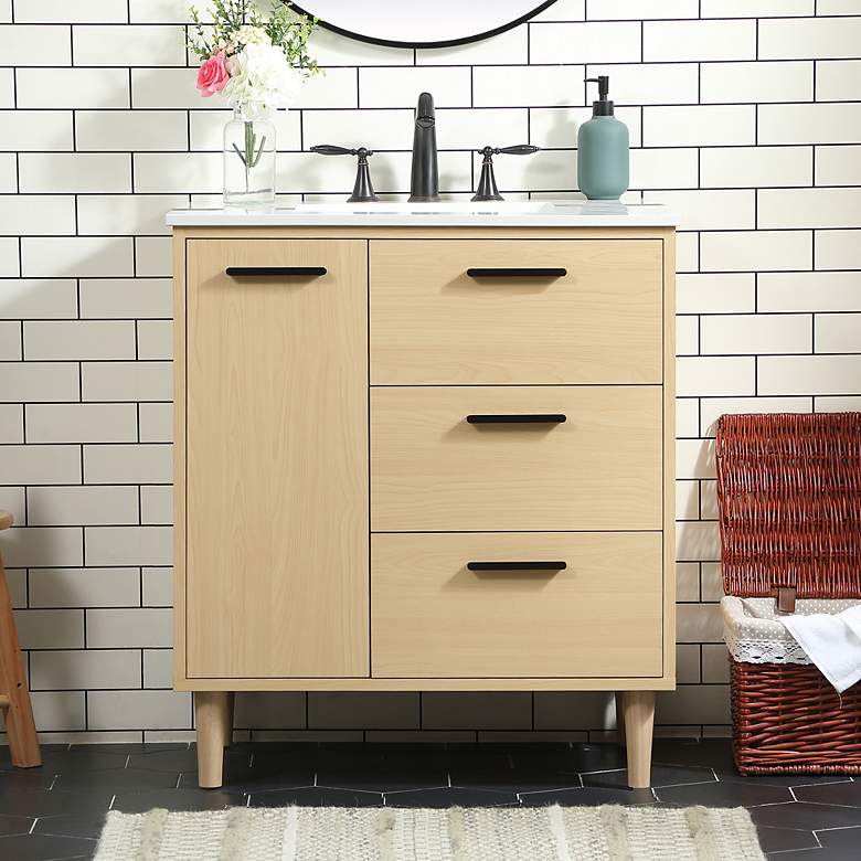 Image 1 Baldwin 30" Wide Maple 2-Drawer Single Sink Bathroom Vanity