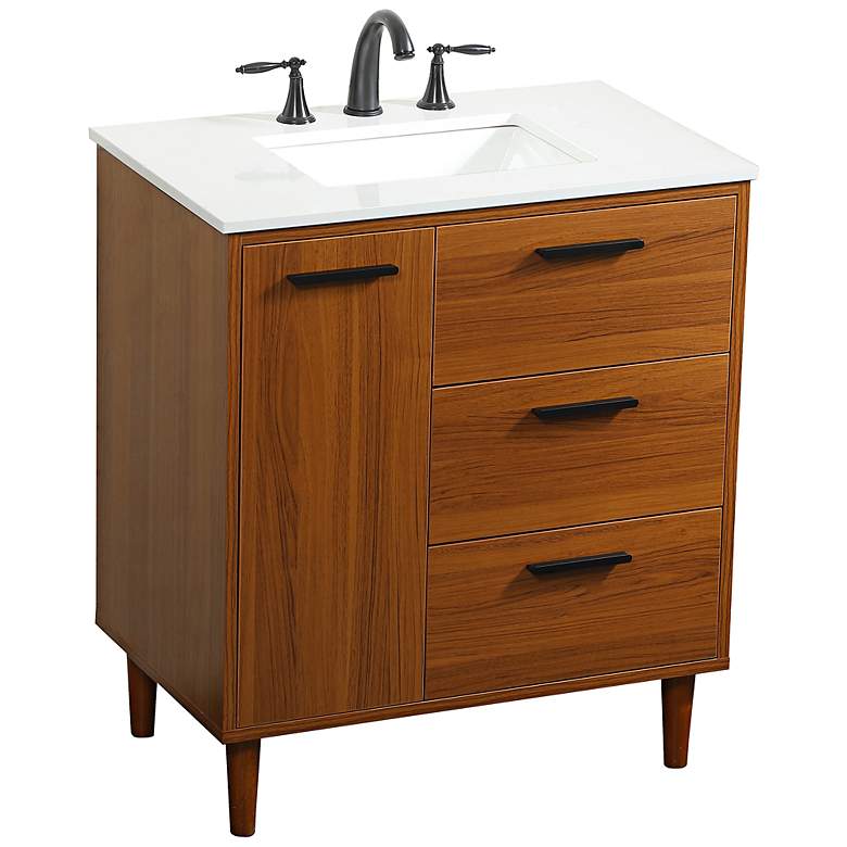 Image 6 Baldwin 30" Wide Teak 2-Drawer Single Sink Bathroom Vanity more views