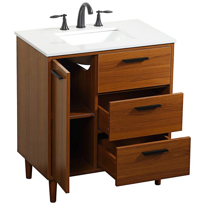 Image 7 Baldwin 30" Wide Teak 2-Drawer Single Sink Bathroom Vanity more views