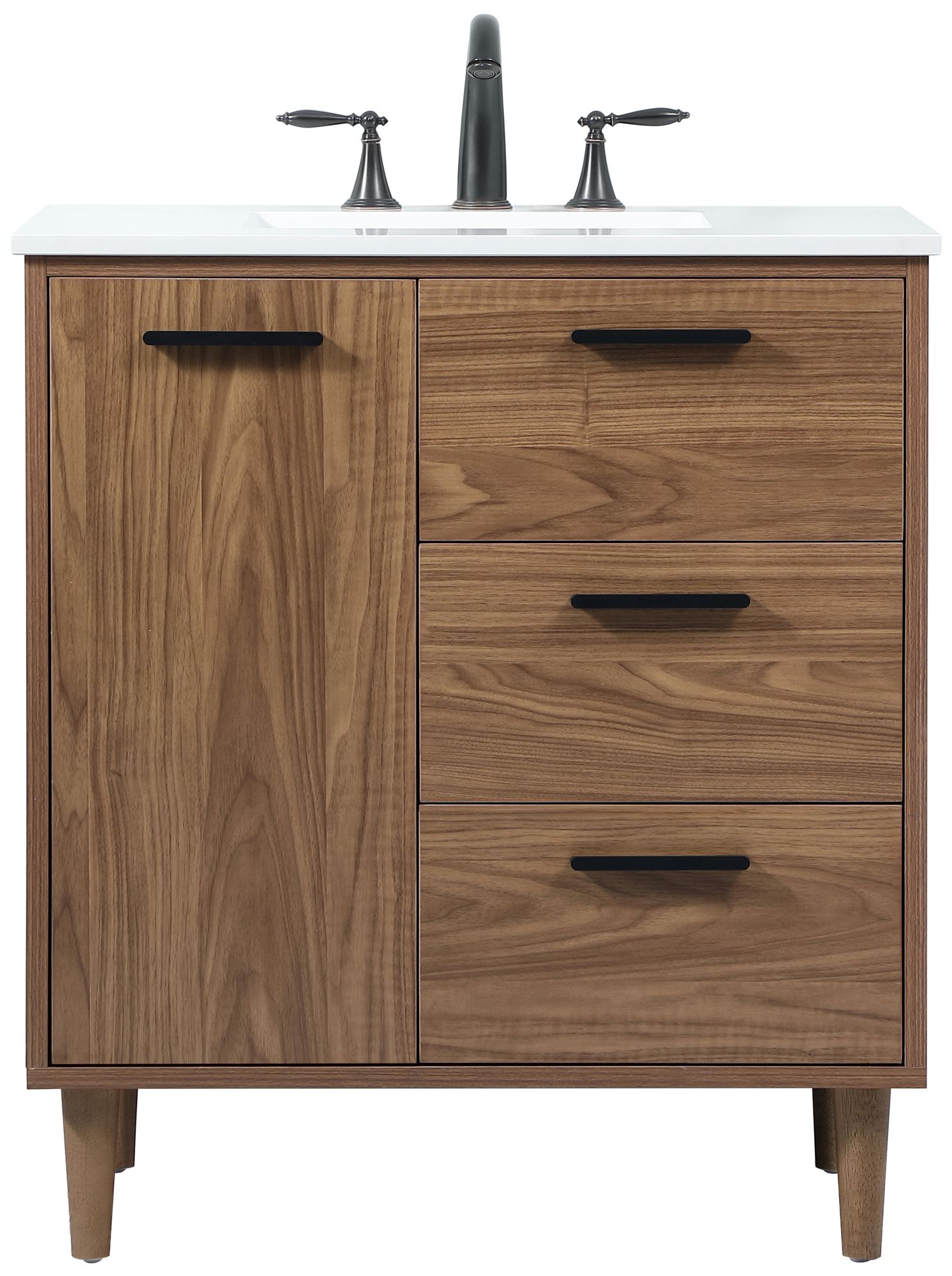 Image 2 Baldwin 30" Wide Walnut Brown Single Sink Bathroom Vanity