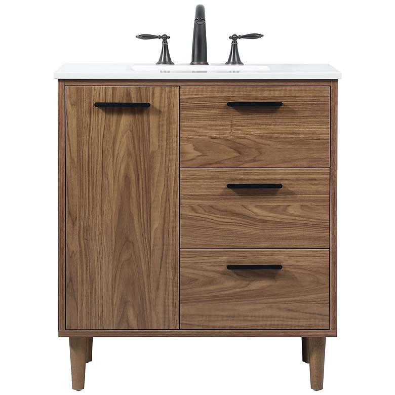 Image 2 Baldwin 30" Wide Walnut Brown Single Sink Bathroom Vanity