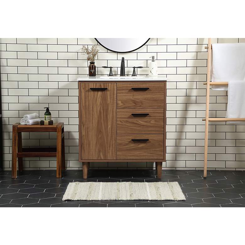 Image 3 Baldwin 30" Wide Walnut Brown Single Sink Bathroom Vanity more views