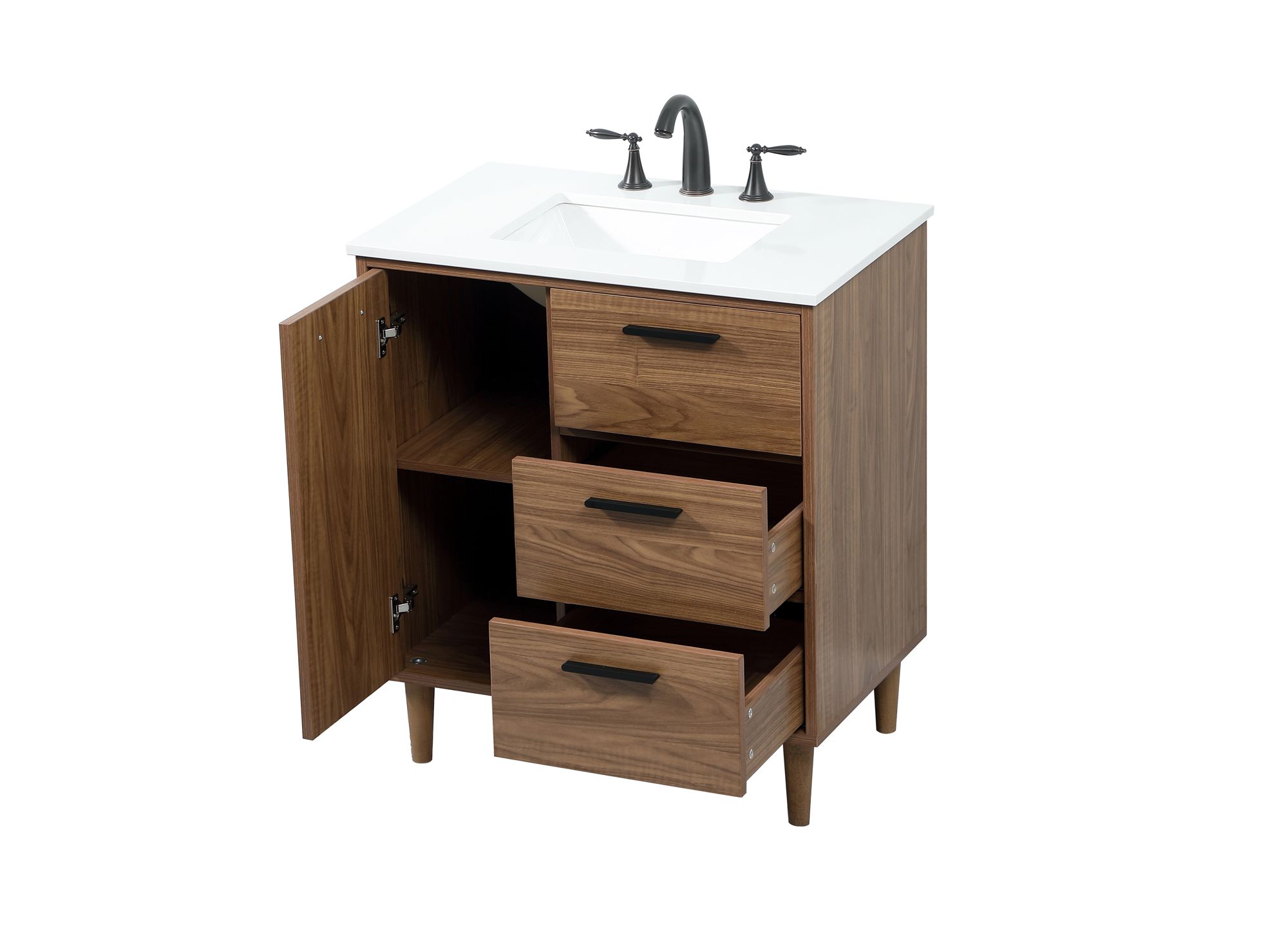 Image 7 Baldwin 30" Wide Walnut Brown Single Sink Bathroom Vanity more views