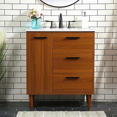 Baldwin 30" Wide Teak 2-Drawer Single Sink Bathroom Vanity