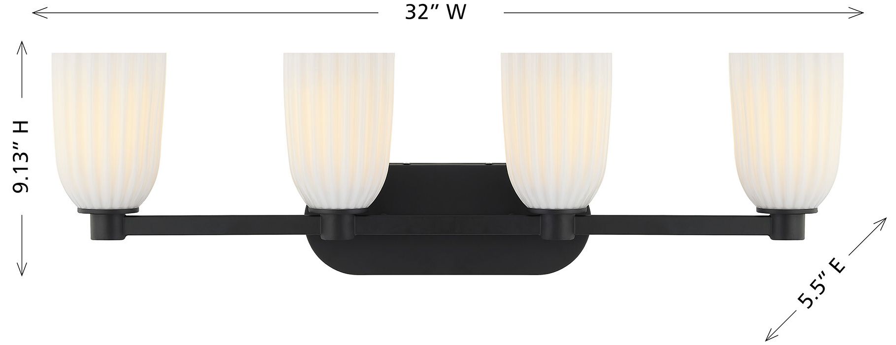 Image 6 Baldwin 4-Light Bathroom Vanity Light in Matte Black more views