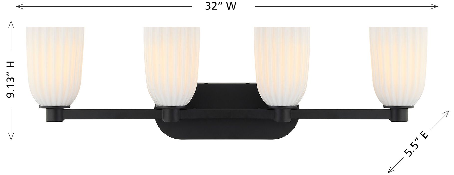 Baldwin 4-Light Bathroom Vanity Light in Matte Black