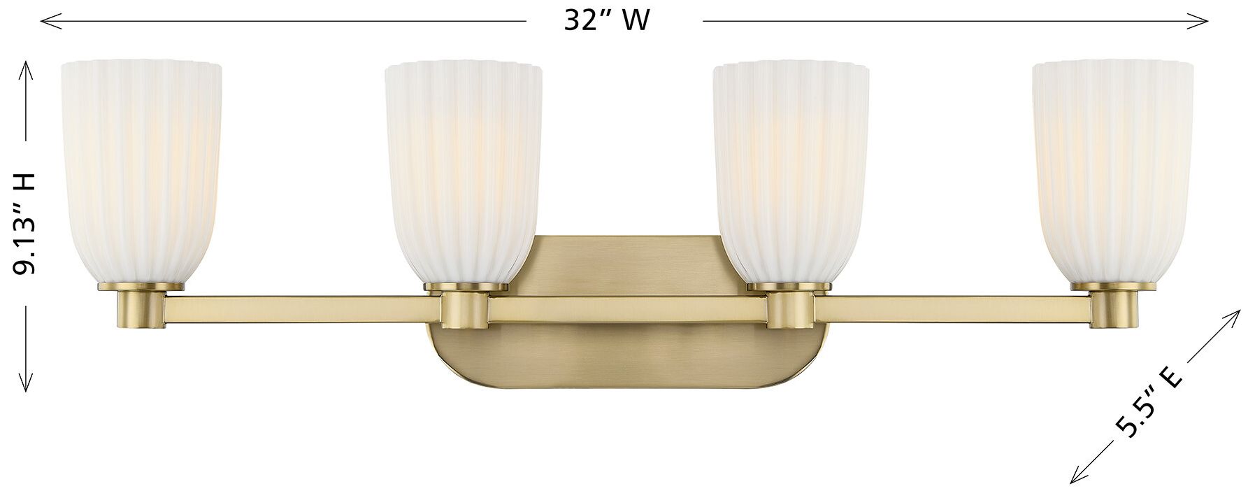 Image 6 Baldwin 4-Light Bathroom Vanity Light in Noble Brass more views