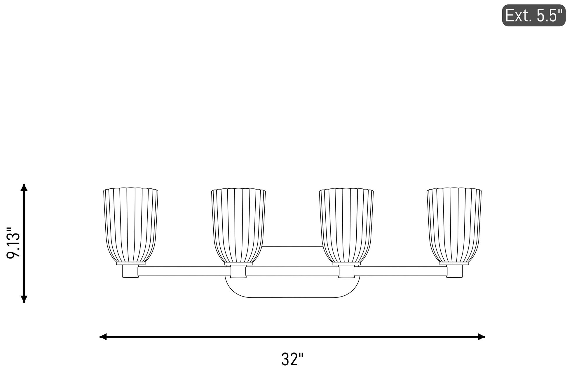 Baldwin 4-Light Bathroom Vanity Light in Noble Brass